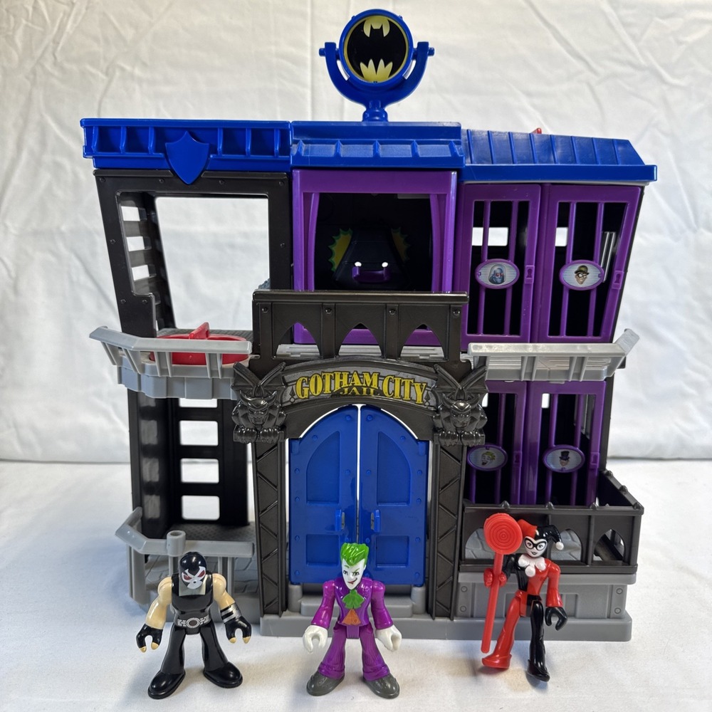 Imaginext DC Super Friends Batman Gotham City Jail w 3 Figures Accessories Lot